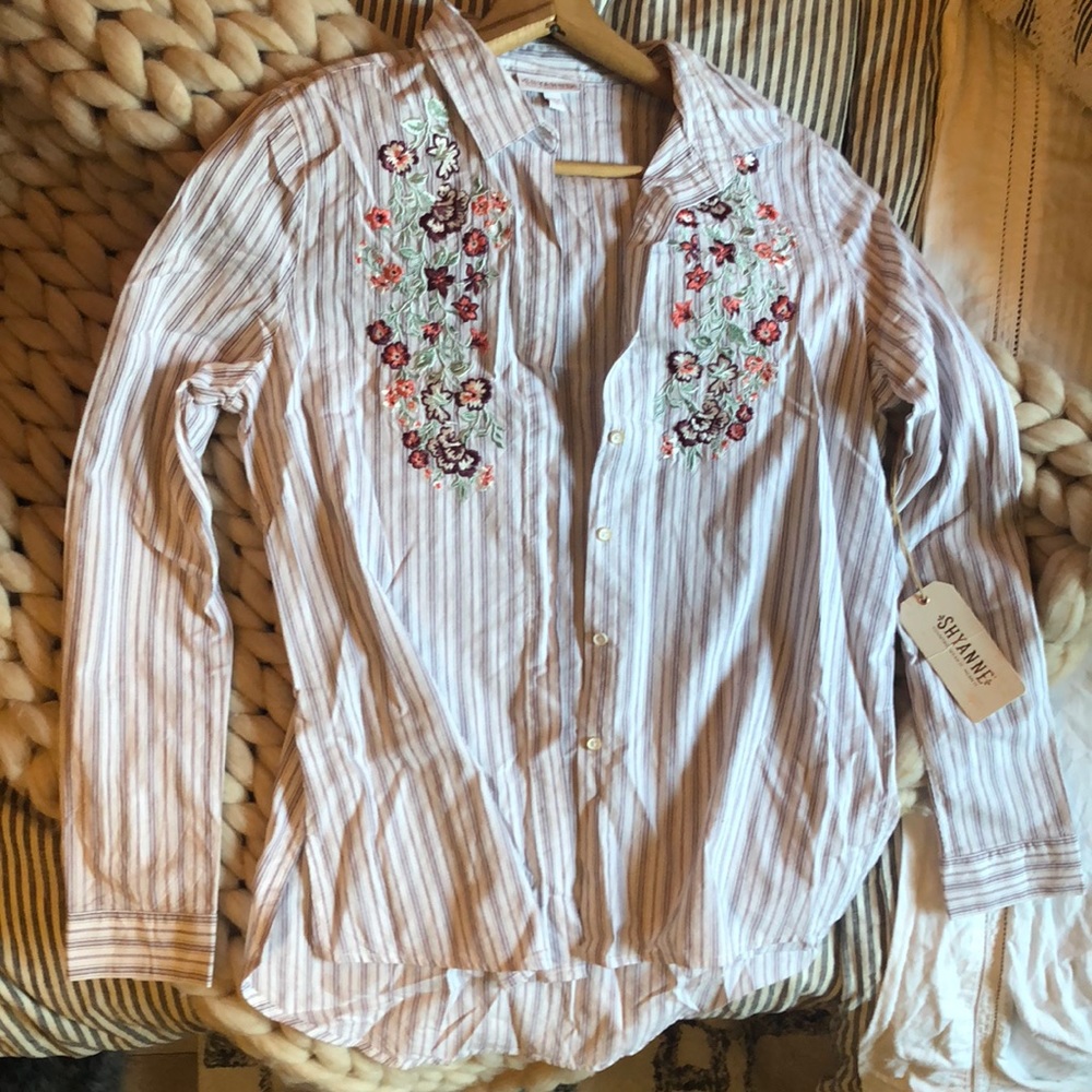 Western Embroidered Button Up